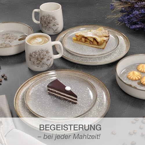Moritz & Moritz BLOSSOM Porzellan Geschirrset 6 Personen 18-tlg. - Modernes Tafelservice mit verspieltem Design - Pflegeleichtes Kaffeeservice mit Teller Set & Schüsseln - Kombiservice