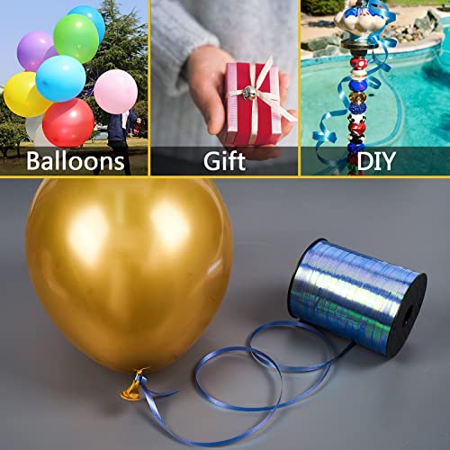 Image of PartyWoo Blue Ribbon, 500 Yard Curling Ribbon for Crafts, Balloon String, Gift Wrapping, Holographic - 1 Roll