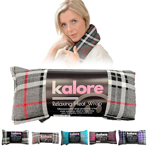 Microwavable Heating Pads for Winter Warmth Back Stomach & Head Comfort Kalore Soft Cotton Tartan Neck Wrap Even Heat Distribution Hot Compress Bag Wheat Heat Pad XL Unscented Gray