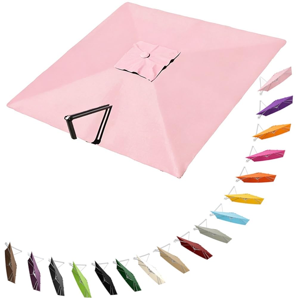 HAEKEBC Square Offset Umbrella Canopy Cantilever Patio Umbrella Replacement Canopy 8 Ribs Parasol Replacement Canvas For Yard Pool(Pink,4x3m (13x9.8ft))