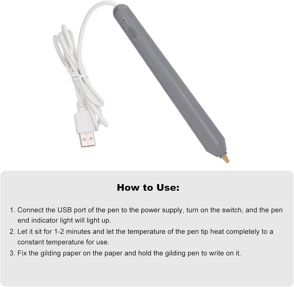Usb Hot Foil Pen, Riscaldamento Elettronico Hot Melt Foil Stamping Penna Goffratura Con 4X Pen Tip + 1X Foil, Foil Quill Starter Kit, per Scrapbooking Artigianale, Gift & Card Making(Argento)