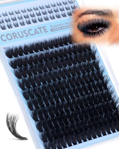 CORUSCATE 260D Lash Clusters Mink Eyelash Clusters with Bottom Lashes D Curl Cluster Eyelash Extensions Mega Volume 12-18mm Individual Lashes Full Dramatic Look Lash Extensions