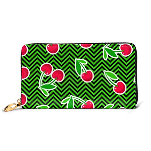 Preisvergleich Produktbild JHGFG Mode Handtasche Reißverschluss Brieftasche Niedlicher Nahtloser Hintergrund Reife Kirschen Telefon Clutch Geldbörse Abendkupplung Blockieren Leder Brieftasche Multi Card Organizer