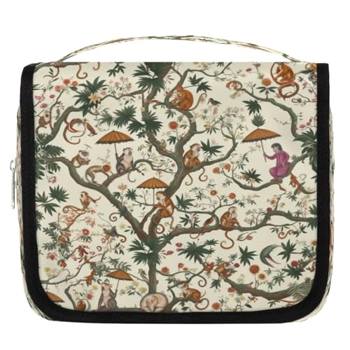 Neceser de viaje con diseño de mono para mujeres, hombres, niñas, niños, maquillaje, cosméticos, bolsa de baño, organizador de artículos de tocador, color, 4.5 L, Organizador de bolsas