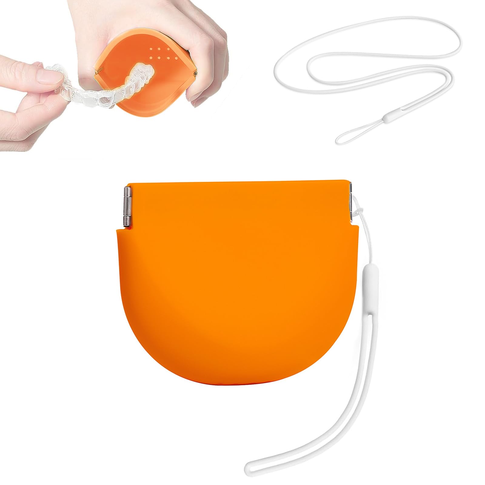 WINDSIUUU Silicone Retainer Case with Lanyard, Portable Travel Retainer Holder Braces Aligner Case with Vent Holes Aligner Retainer Cases for Girls