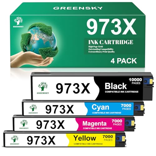 GREENSKY 973X 973XL Multipack Compatible para Cartucho HP 973X 973 XL para HP Pagewide Pro 477dw 452dw 477dn 452dn 577dw 577z 552dw Managed MFP P55250dw Impresora (Paquete de 4)