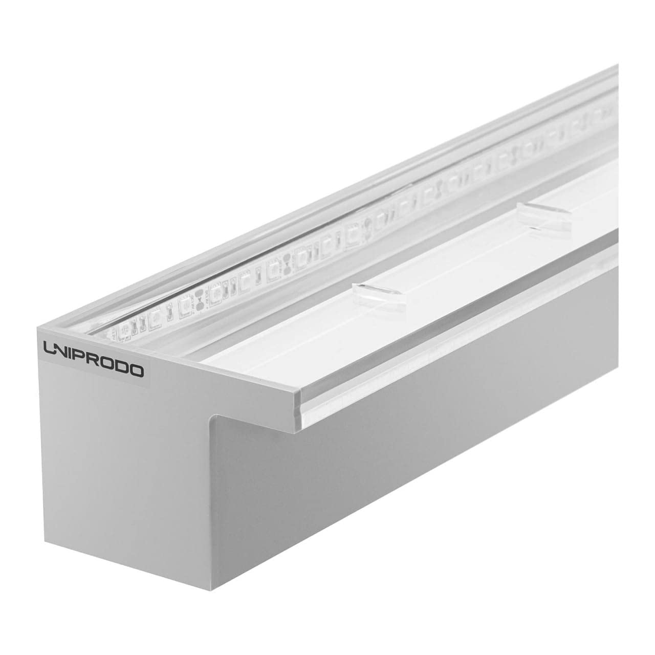 UNI_WATER_32 - Doccia a cascata in acrilico, 90 cm, illuminazione a LED blu/bianco, 30 mm