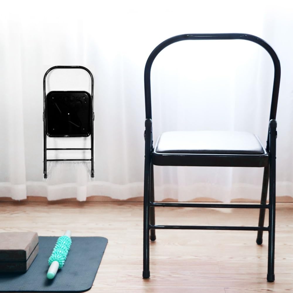 Chaise Pliante de Yoga Iyengar avec Rembourré, Chaise Auxiliaire pour Yoga, Noir