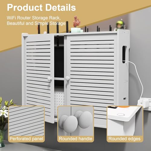 Armario de cables para router WiFi de pared en oficina y hogar 40x11x58 cm 4