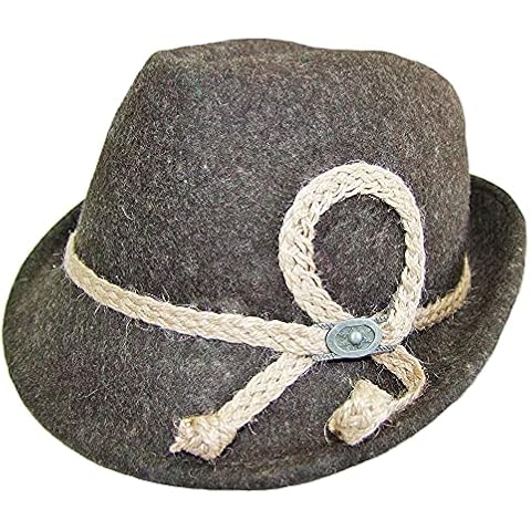 Kinder Trachten Hut mit Zierband Dunkelbraun Gr. 49 - Schöner Filzhut aus Wolle für Junge Bubn und Madls zur Lederhose aufs Oktoberfest Cover