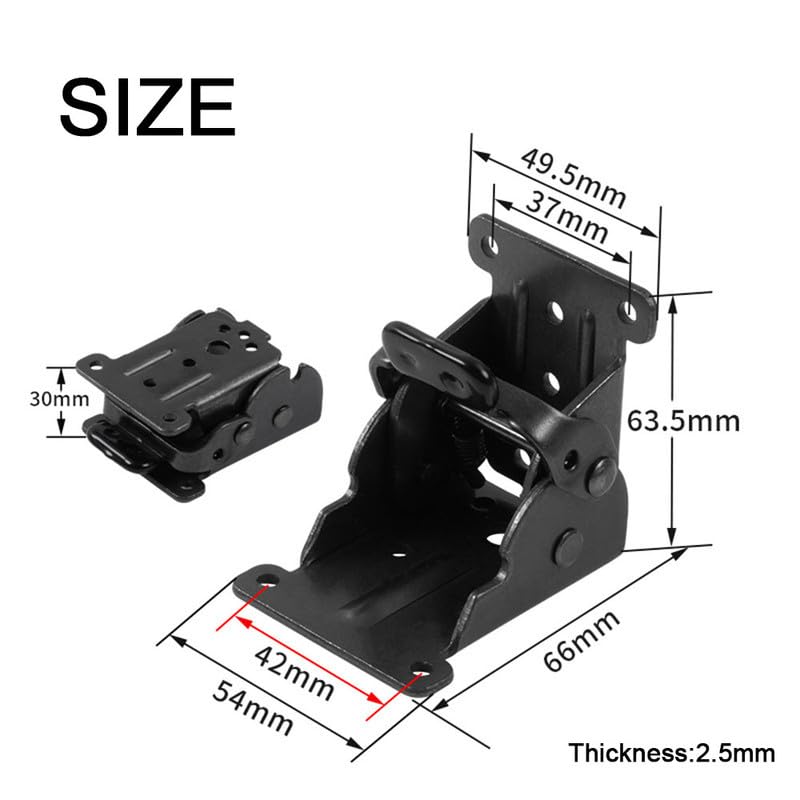 Black Self Locking Foldable Hinges,Folding Table Leg Brackets,90 Degree Foldable Hinges for Furniture Table Bed Leg - Image 2
