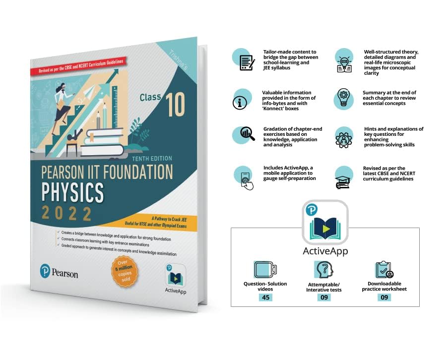 Pearson IIT Foundation Physics Class 10| for JEE, NTSE, Olympiad| Revised CBSE and NCERT'23|Free access to e-library for Self Preparation - Fifth Edition 2023