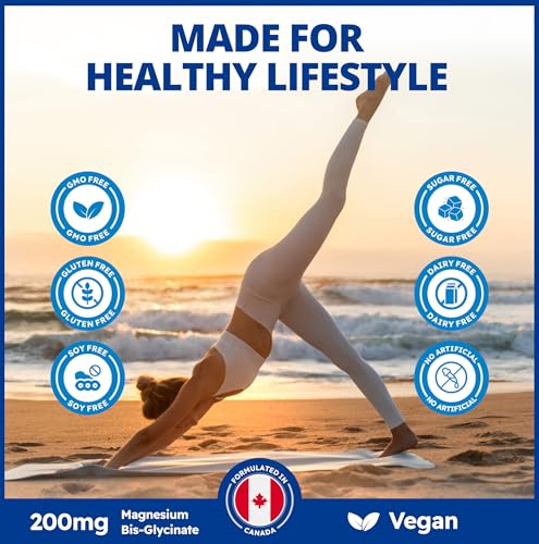 CanPrev Magnesium BisGlycinate Gentle 200mg, 240 v-Caps 240-Day Supply - Pure Elemental Magnesium Supplement, Supports Bone and Muscle Function, Gentle on Stomach, Perfect for Daily Magnesium Needs