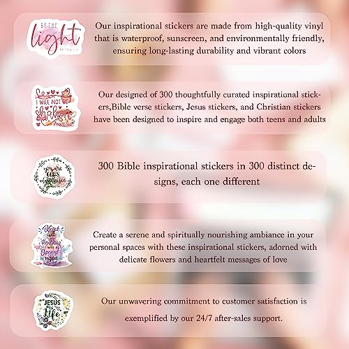 300pcs SLAPAFLIFE Inspirational Christian Stickers - Bible Verse Designs for Journaling, Motivational & Uplifting