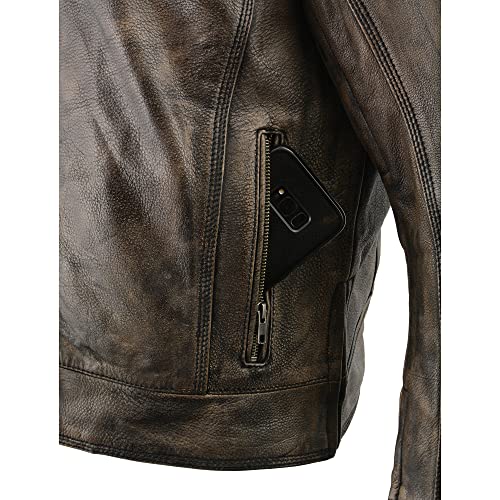 Milwaukee Leather Men's Distressed Brown Motorcycle Jacket W/ Venting (Large) #TOP6