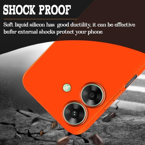 Image of Back Cover for Realme C61 4G / Narzo N61 4G | Full Camera Protection | Premium Liquid Silicon Case | Flexible Bumper Case for Realme C61 4G / Narzo N61 4G (Orange)