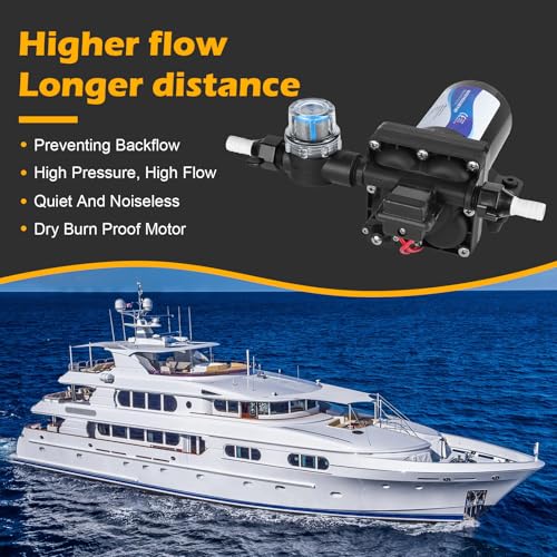 Image of 4048-153-E75 RV Water Pump, 12V 4.5 GPM, 55 PSI, 13 Amps Multi-Fixture Automatic Demand Pump for RV Caravan Marine Yacht Replaces# 4048153E75S