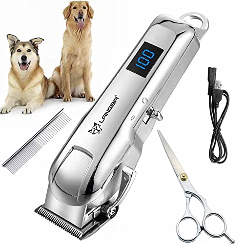 Weivone Dog Grooming Kit with Led Display，Heavy Duty Pet Grooming, Upgrade Motor for Dog Grooming Clippers with Low Noise, Dog Clippers for Grooming(Silvery)