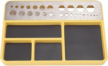 Hattba Bandeja magnética para tornillos, portátil, profesional, con agujeros redondos, tamaño portátil para coche, aviones, color amarillo claro
