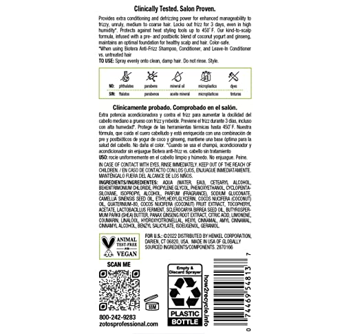 Biotera Anti Frizz Intense Smoothing Leave-In Conditioner | Extra Conditioning & Defrizzing | Frizzy Or Unruly Hair | Vegan | 8 Fl Oz #TOP6