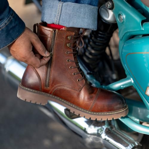 Image of Trip Machine Company Premium Leather Men's Motorcycle Riding Boots - Brute | 3 Point Protection | Ankle, Toe & Heal Protectors | Light Weight | Anti Slip Sole | With Side YKK Zipper | Lifestyle Boots