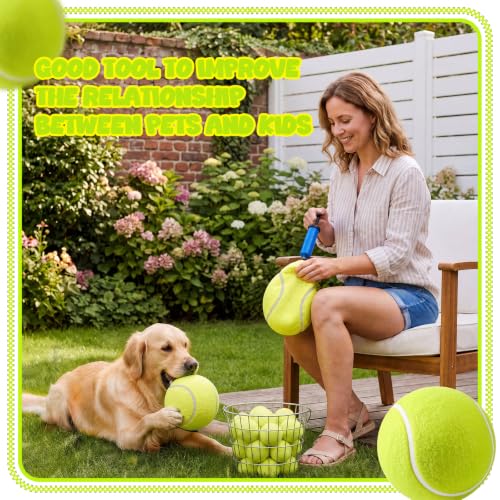 Image of Sratte 6 Pieces Giant Large Tennis Ball for Dogs 6'' Inflatable Large Dog Toy Balls for Indoor Outdoor Training Playing Sports (Fluorescent Green)
