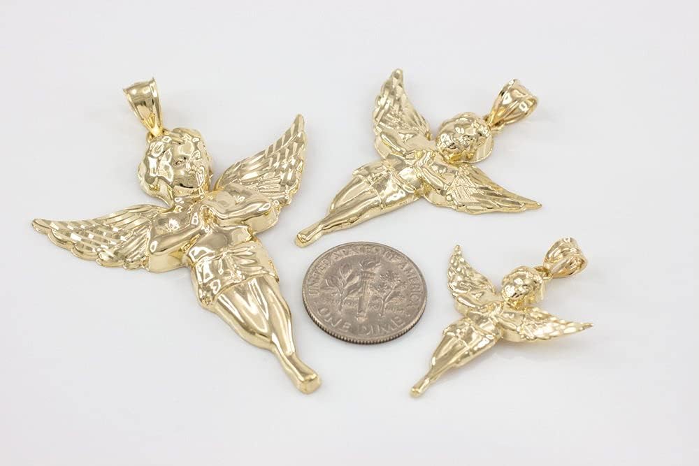 10K Yellow Gold Angel Heavenly Guardian Pendant Charm - Choice of Pendant Size