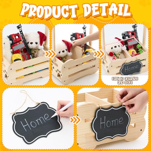 Wooden Dog Wardrobe Closet 20"x15"x9" Pet Goose Outfit Toy Storage Basket Crate with Hanging Rod Bone Shape Organizer Closet for Dog Toy Clothes Accessories with 8 Hanger 10 Clip 1 Small Blackboard - Image 5