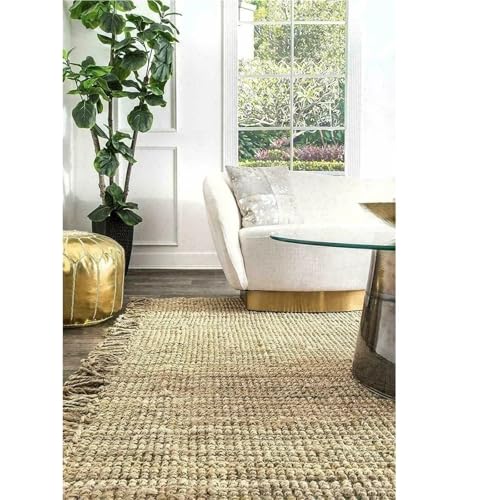 Alfombras largas de yute RTTYIKU pasillo bucle modernas 4
