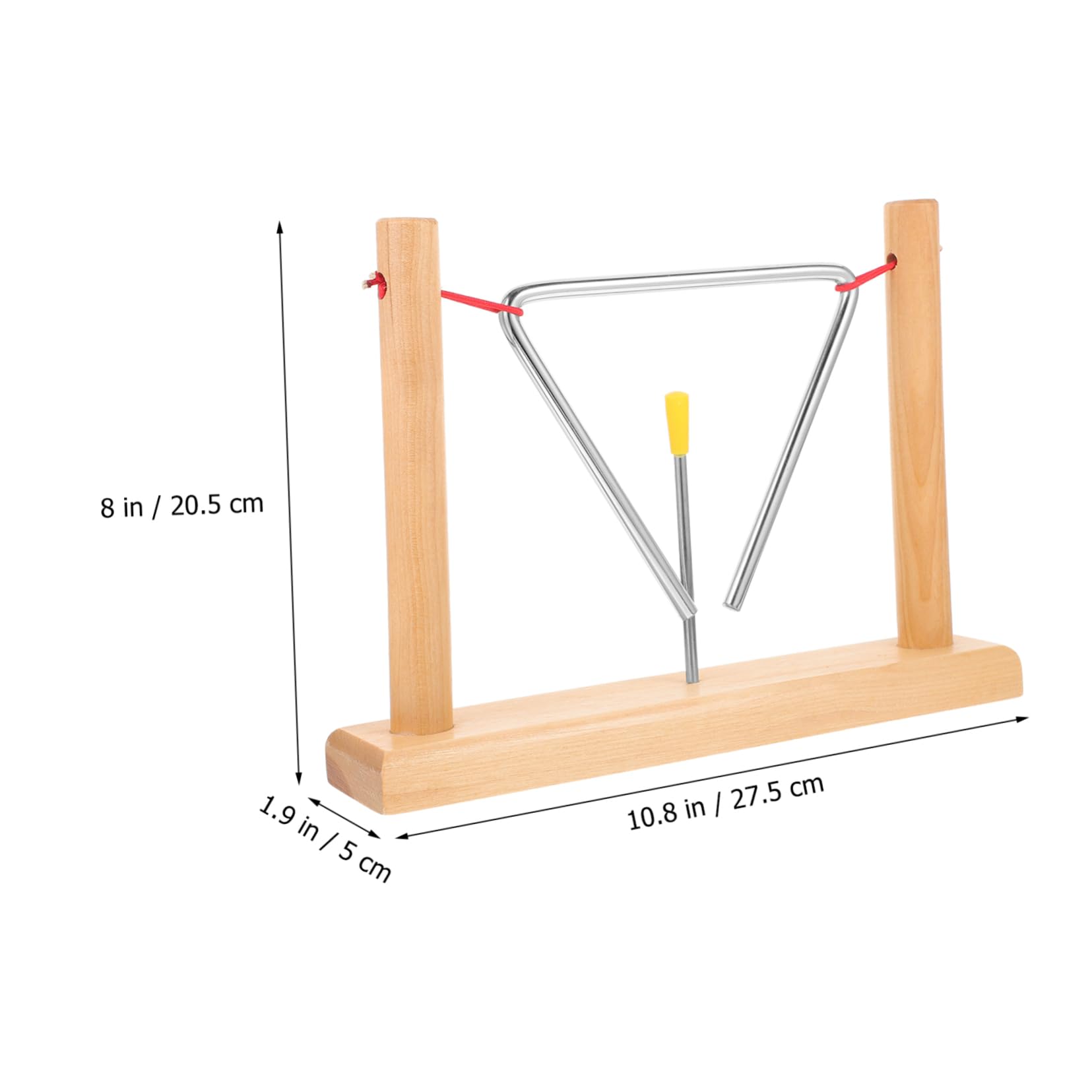Triangle de Percussion, 2 Ensembles avec Maillets et Supports en Bois | Beige, Structure Bois et Fer, Son Clair Résonnant, Format Portable, Usage Éducatif pour Garçon et Filles Débutants