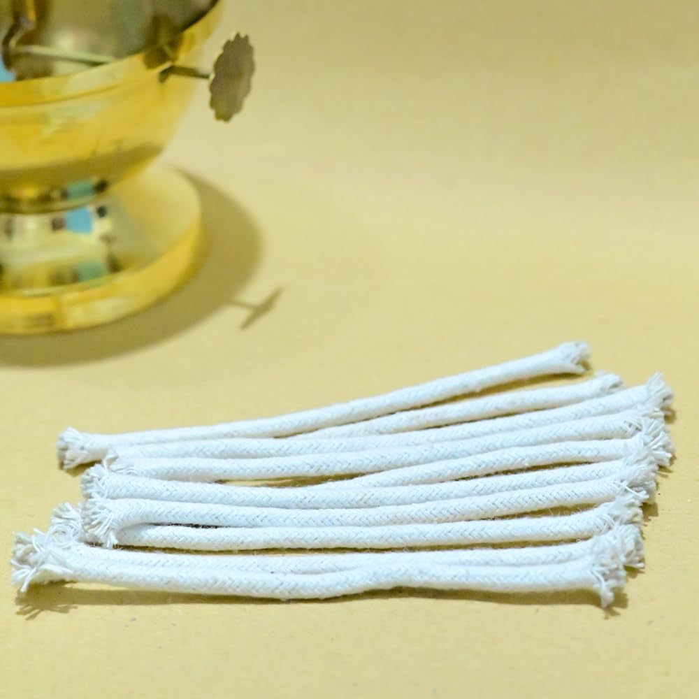 Classyo Cotton Wicks for Pooja, Long Jyoti Batti for Diya, Cotton Diya Batti for Puja (Pack of 10, 5.5 Inch)-image-20