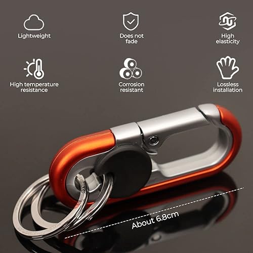 Miniatura 6 de AIIONP Llavero de coche para hombre, doble capa antipérdida de cadena, llavero organizador de llavero de coche con cintura de metal para hombres