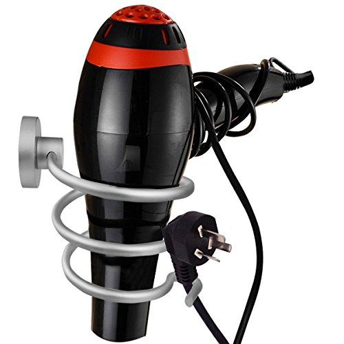 Wall-mounted Hair Dryer Holder Rack Hair Drier Storage Organizer/Hair Blower Holder with Plug Hook by HOVEOX