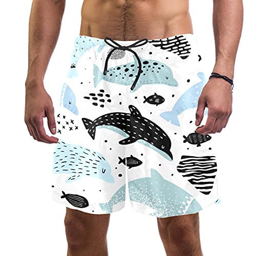 Short de bain pour homme à motif dauphin avec 2 poches latérales