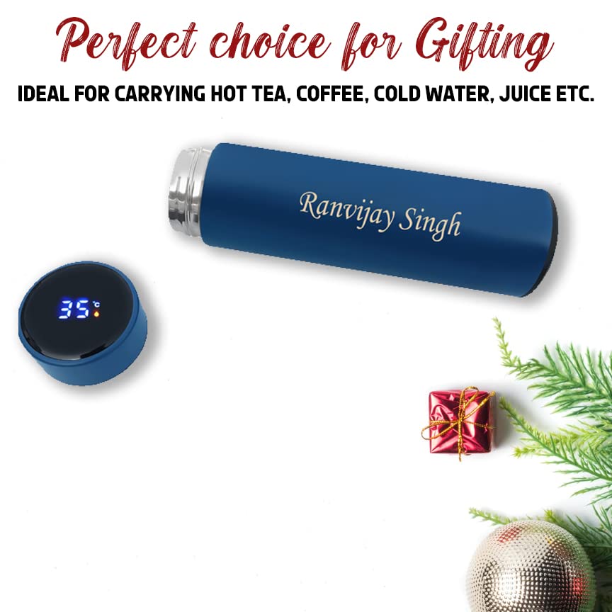 Savri Personalized Stainless Steel Water Bottle with Your Name Permanently Engraved | Customized Bottle Gift for Birthday, Anniversary, Corporate, & New Year - Steel Bottle with Name - (Blue) 500ml 4