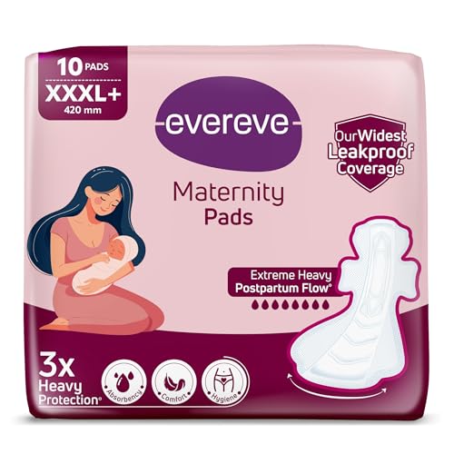 Evereve Maternity Pads XXXL+ 420mm, Widest Leakproof Coverage, 3X...