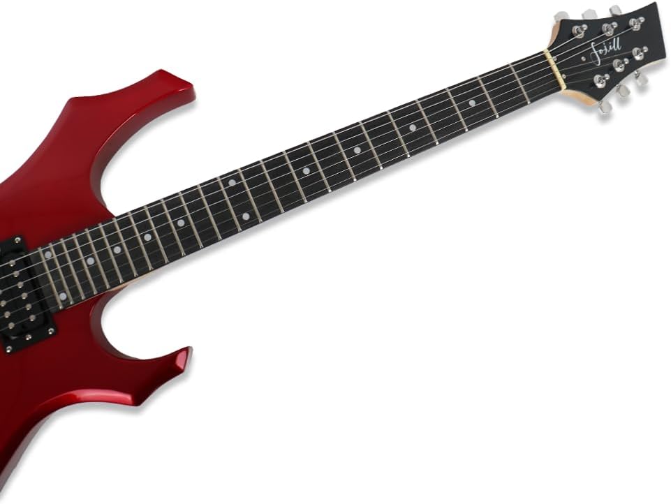 Fojill Cool Shape 39 Inch Electric Guitar Solid Body Maple Neck Rosewood Fretboard With Gig Bag Strap Cable(FCG-50, Metallic Red)