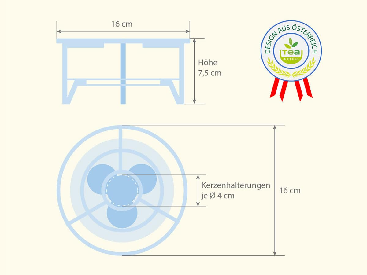 Calientaplatos para tetera metal 16 cm 1-3 velas té Antracita
