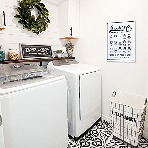 Soffee Design Laundry Room Sign - Metal Art Laundry Accessories - Bathroom Guide Plaque Signs, Home Laundry Wall Decor - Laundry Guide White Decorative Signs Wash Room Wall Art - 10 X 13 Inch #TOP4