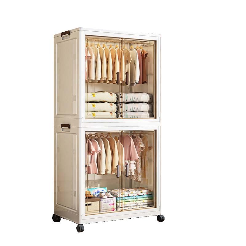 HUHJYUGE Portable Wardrobe Closet Storage Organizer, Portable Plastic Closet Armoire, Foldable Organizer Cloakroom Wardrobe, Freestanding Closet Organizers, Large Capacity for Bedroom