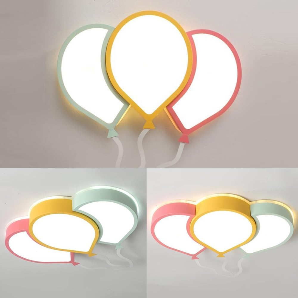 LED Ballon Deckenleuchte Für Kinder Kreativ Kinderzimmer Lampe 36W Dimmbar Mit Fernbedienung Jungen Und Mädchen Schlafzimmer Deckenlampe Acryl Lampenschirm Esszimmer Wohnzimmer Licht 3 Luftballons