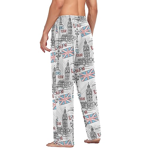 Men's Pajama Pants Super Soft London, England Sleep Lounge Pants Pjs Bottoms with Pockets4