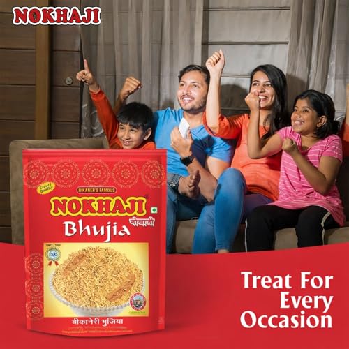 Image of Bikaneri Bhujia | HandMade Blend Sev | Made with Pure Moth Dal | All time favourite indian Dew Beans Namkeen | Cottonseed Oil | No Palm Oil, No Artificial Colours | Ready-to-Eat Tea Time Savory | Rajasthani Pure Moth Snack 400gm (Pack of - 2 )