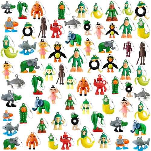 72 PCS Keychain Brainrot Action Figure, 2.5 inch Meme Shark Figures Unique Key Chain, Decorations Gifts for Fans Office Room Decor