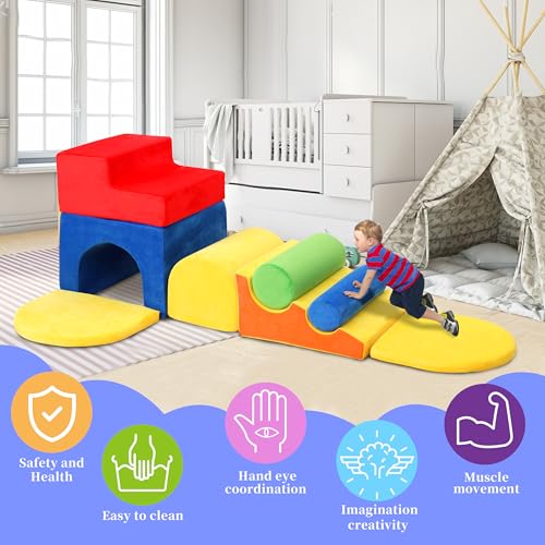 Image of 8-Piece Foam Climbing Blocks for Toddlers 1-3,PU Toddler Climbing Toys Indoor,Soft Play Climbing for Toddlers,Baby Toddler Kids Foam Climbing Blocks,Soft Play Set