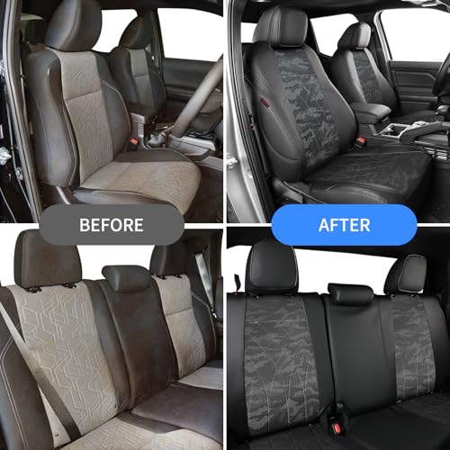 Image of EKR Tacoma Seat Covers Custom Fit for Toyota Tacoma (Only for Hybrid) 2024 2025 2026 Double cab TRD Sport /TRD Off-Road /Limited /Trailhunter-Truck Seat Cover Full Set,Faux Leather(Black /Gray Camo A63)