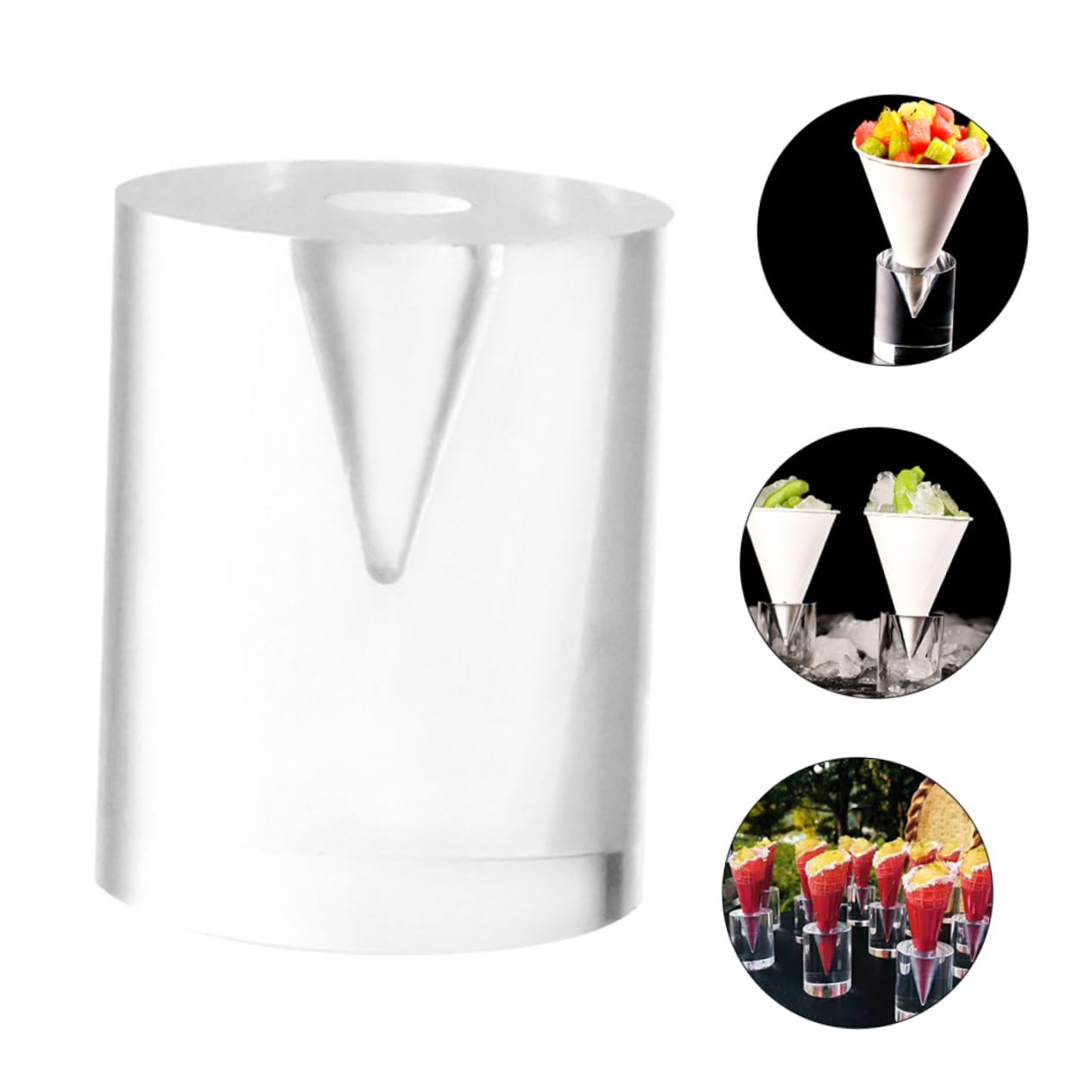 FUNOMOCYA Sushi Cone Bracket Ice Cream Cone Stand Transparent Single Hole Holder for Home Use for Restaurants and Parties for Desserts and Snacks Display