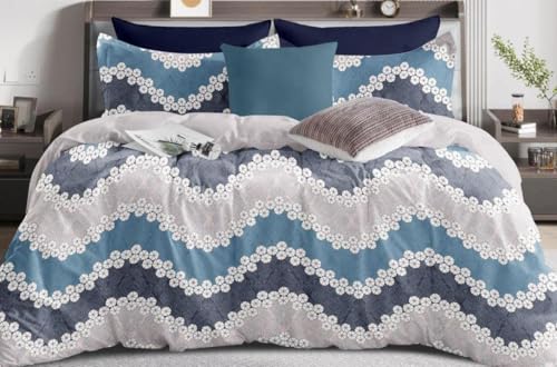 Image of The Royal King Collection 350 TC King Size Bedsheet with 2 King Size Pillow Covers| Beautiful Designer Flat Sheet | Luxury Soft Sheet (3pcs Set) |108x108 inches. (Multicolor-6612)
