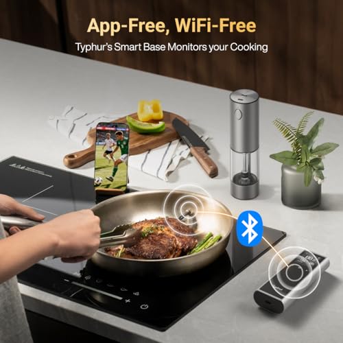 Image of Typhur Sync One Gen 2 Smart Wireless Meat Thermometer with 6-Sensor: Standalone Base with LCD Display, Unlimited WiFi & Bluetooth Range, ±0.5℉ Accuracy, Enhanced Signal Stability for BBQ, Grill, Oven