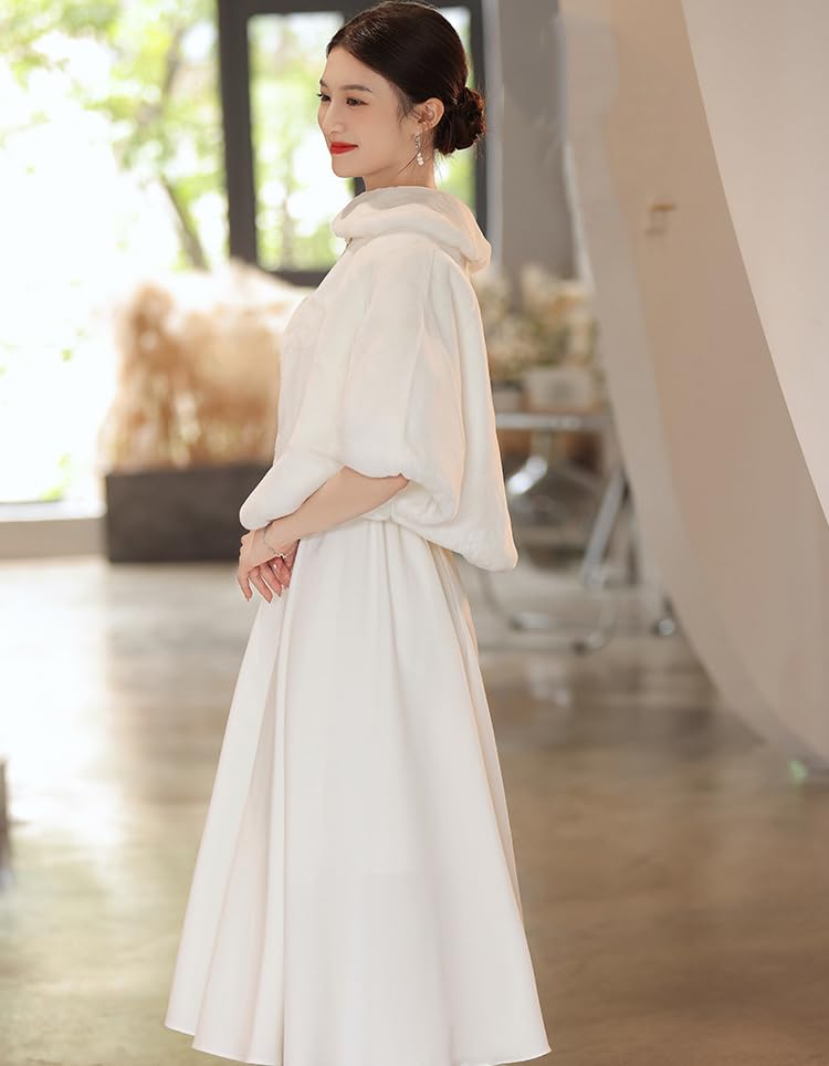 Faux Fur Shawls Bridal Wedding Wrap Scarf Capes for Women Winter Cover Up Party Gown Wrap Winter Cape Faux Fur Shawl Cloak4